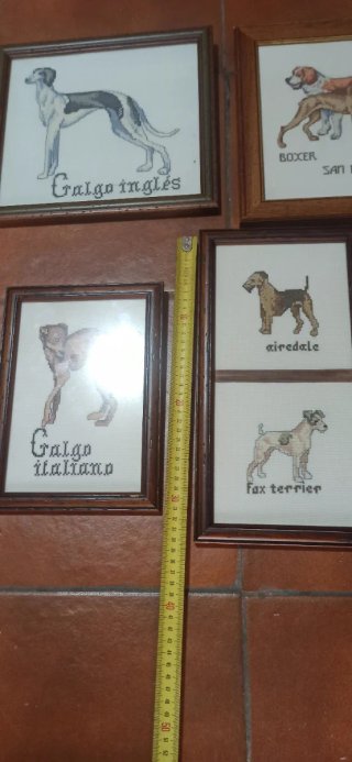 4 Cuadros Perros Bordados