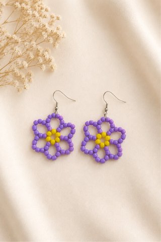 Pendientes flor morada y amarilla