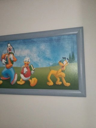 Cuadro Mickey y amigos marco azul