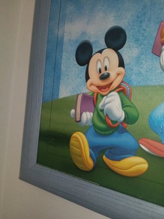 Cuadro Mickey y amigos marco azul