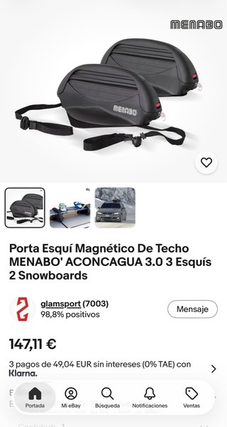 Portaesquís o tablas snowboard Menabo Aconcagua