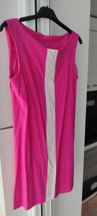 Vestido vintage Mango corto rosa y beige T/XS
