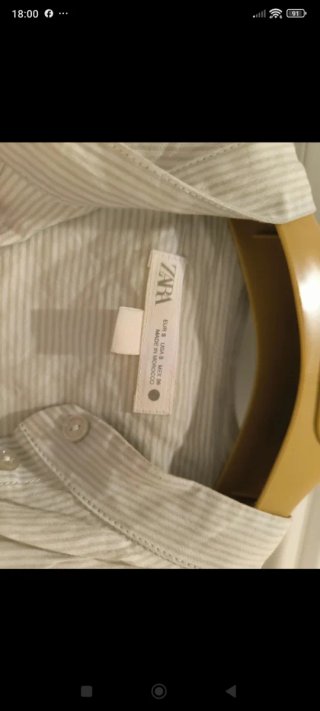 Camisa Zara Rayas Beige/Blanca Talla M