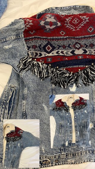 Chaqueta vaquera con estampado étnico