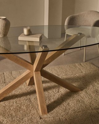 Mesa Kave Argo cristal y madera