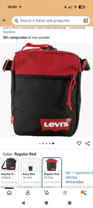 Bolso de hombro Levis negro y rojo
