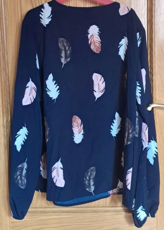 Camisa azul con plumas