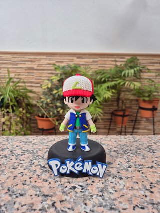 Figura Ash Ketchum 3D Efecto Crochet