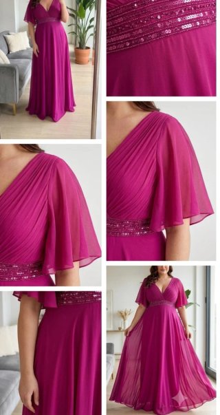 Vestido Largo de Fiesta Gasa Fucsia - AJACCIO
