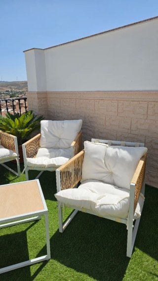 Conjunto Sofás Jardín Tela Metal Madera
