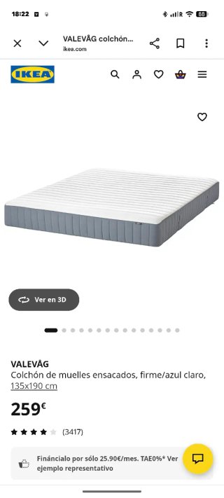 Colchón IKEA VALEVÅG 135x190 + Somier
