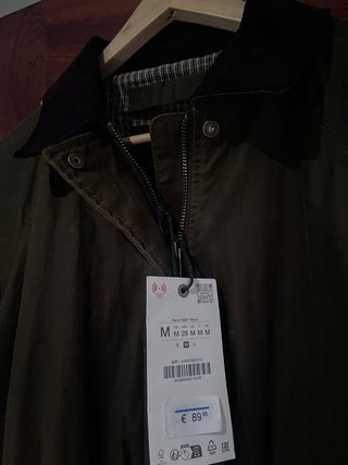 Chaqueta Zara encerada verde M