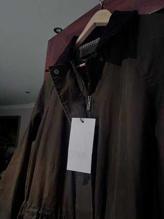 Chaqueta Zara encerada verde M