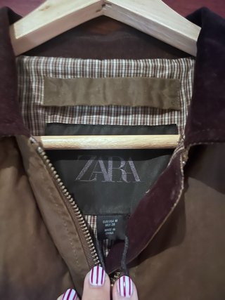 Chaqueta Zara encerada verde M