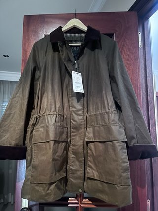 Chaqueta Zara encerada verde M