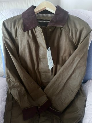 Chaqueta Zara encerada verde M