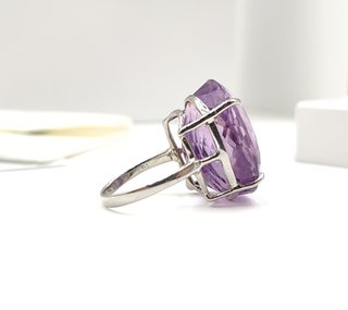 Anillo Plata Amatista Natural Grande