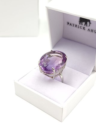Anillo Plata Amatista Natural Grande