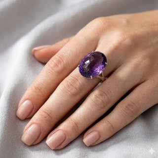 Anillo Plata Amatista Natural Grande