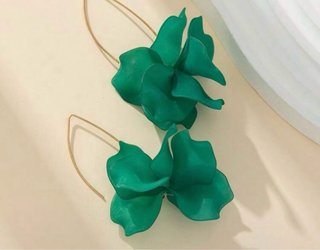 Pendientes flor pétalos dorados y verdes