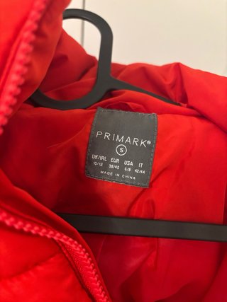 Abrigo Plumífero acolchado Rojo Talla S Primark