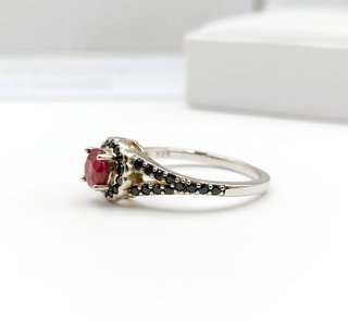 Anillo Plata Rubí y Espinela Negra Natural