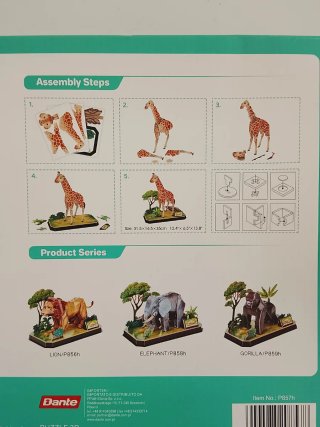 Puzzle 3D Jirafa 43piezas, CubicFun