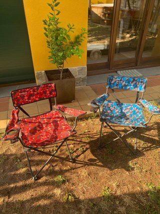 2 Sillas Plegables Quechua Azul y Rojo