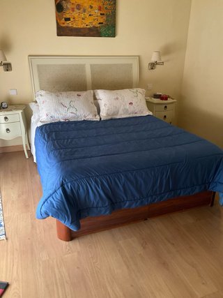Cabecero Cama 150 Madera Celosía Blanco Hueso