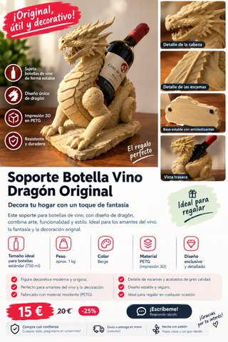Supporto per bottiglia di vino drago originale