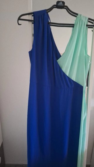 Vestido largo azul y verde talla única