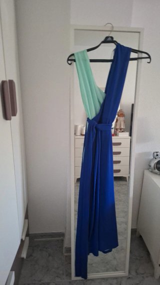 Vestido largo azul y verde talla única