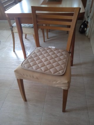 Set 4 Sillas Comedor Madera y Tela Beige