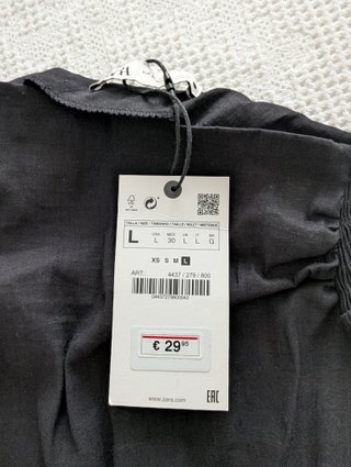 Blusa Zara escote cuadrado fruncido talla L (S)