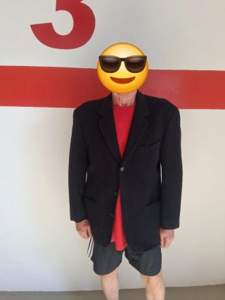 Traje 3 piezas hombre negro/rojo años 90/00