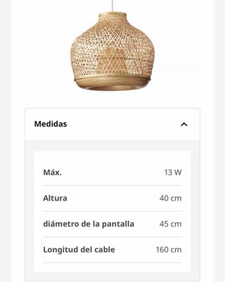 Lámpara de techo de bambú tejida