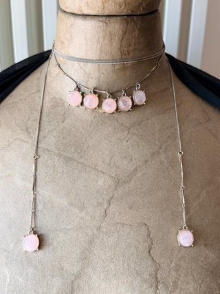 Collana Oltre Argento Pietre Rosa