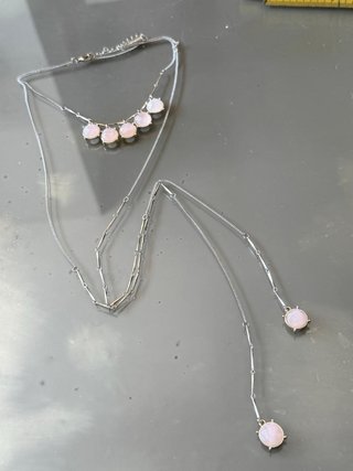 Collana Oltre Argento Pietre Rosa