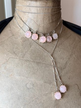 Collana Oltre Argento Pietre Rosa
