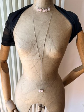 Collana Oltre Argento Pietre Rosa