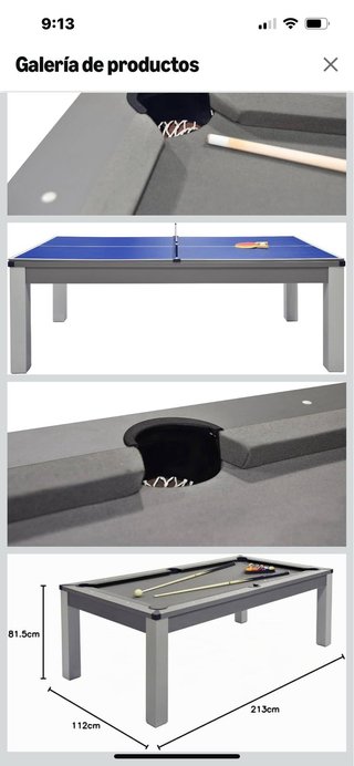 Mesa de billar convertible 3 en 1
