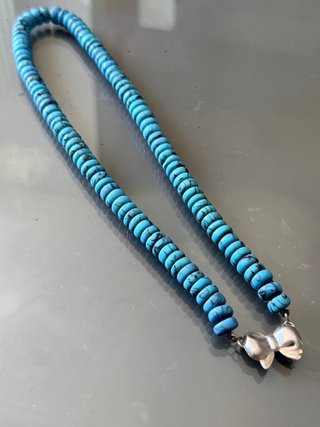 Collana turchese con chiusura fiocco argento 925
