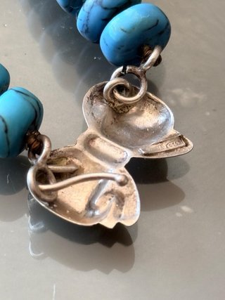 Collana turchese con chiusura fiocco argento 925