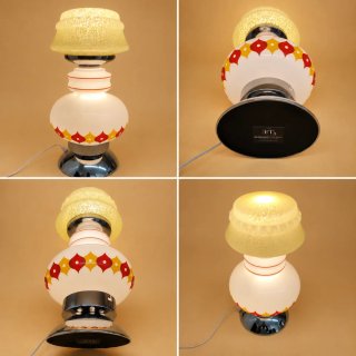Candeeiro de mesa vintage opal vidro e metal