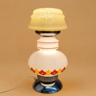Candeeiro de mesa vintage opal vidro e metal