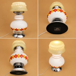 Candeeiro de mesa vintage opal vidro e metal