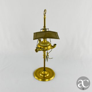 Candeia / Lamparina de azeite em metal amarelo XIX