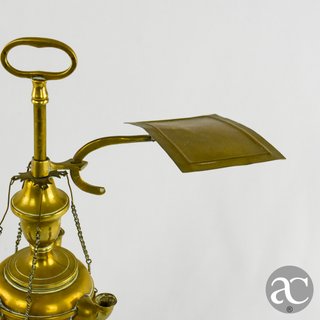 Candeia / Lamparina de azeite em metal amarelo XIX