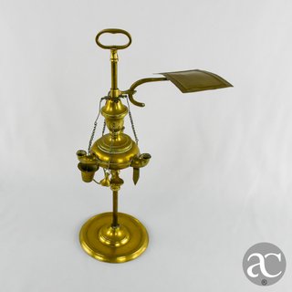 Candeia / Lamparina de azeite em metal amarelo XIX