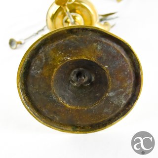 Candeia / Lamparina de azeite em metal amarelo XIX